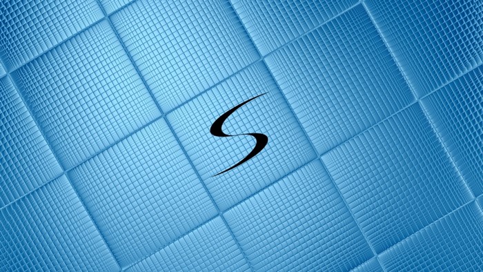 Samsung Galaxy S logo on blue grid background