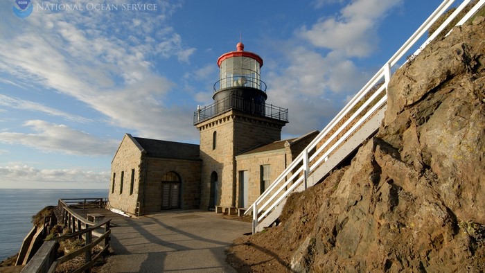 Point Sur Lighthouse on a rocky cliff