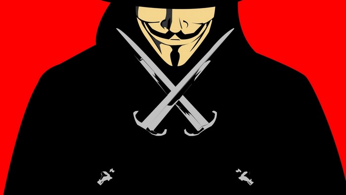 V from V for Vendetta with swords