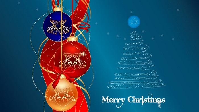Merry Christmas Ornaments and Tree Design