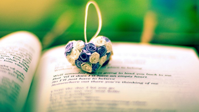 Heart decoration on an open book