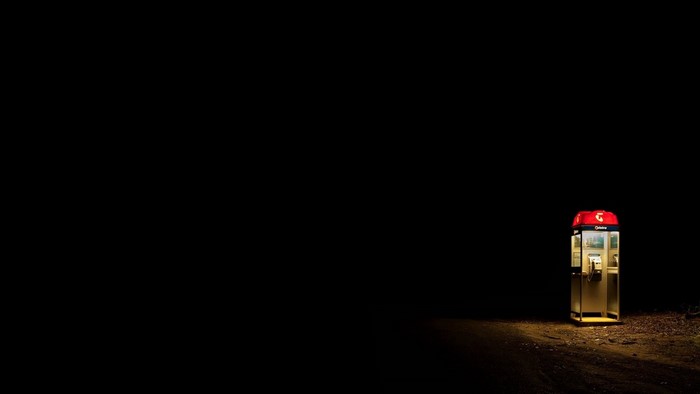 Lonely Telstra Phone Booth at Night