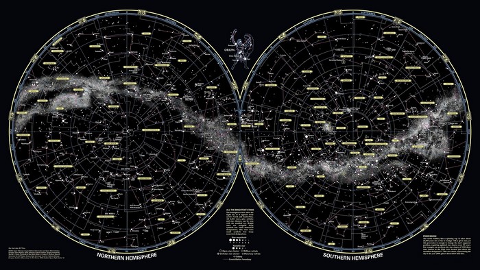 Northern and Southern Hemisphere Star Chart
