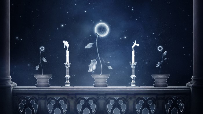 Moon Flowers and Candles on Balcony