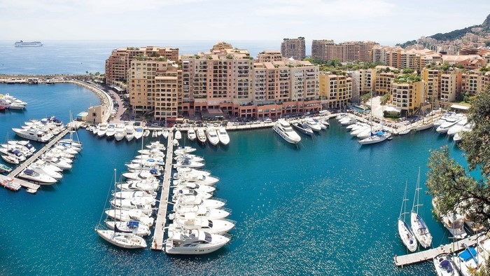 Port of Monaco with yachts and buildings