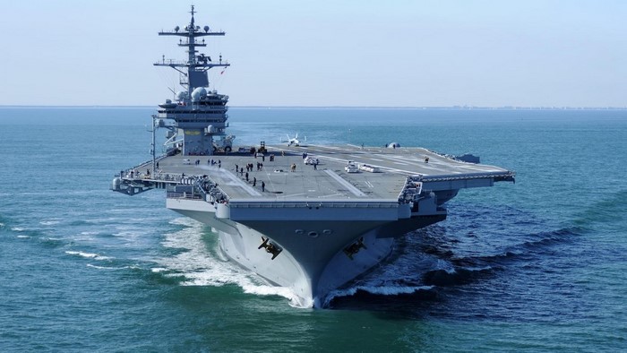 USS George H.W. Bush aircraft carrier at sea
