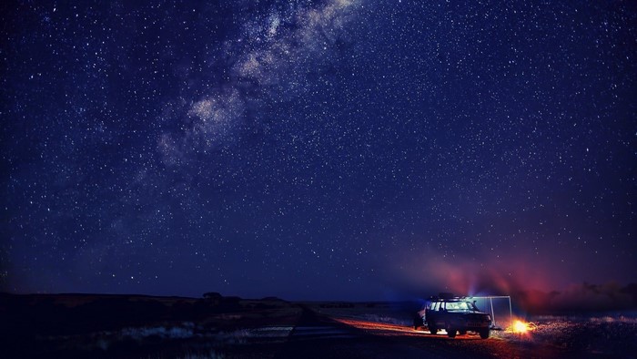 Car camping under the Milky Way