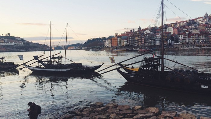 Rabelo boats on the Douro River in Porto