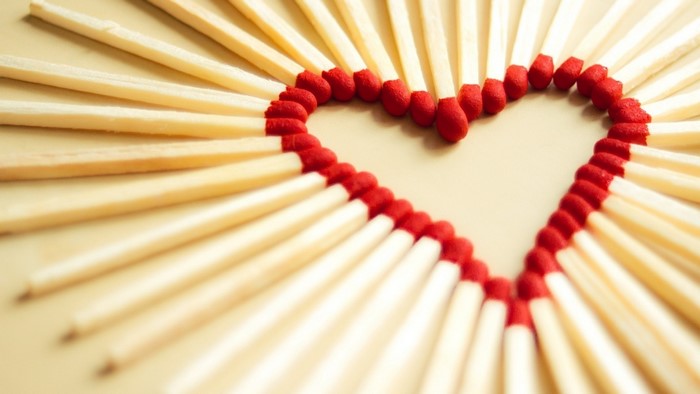 Heart shape made of matches