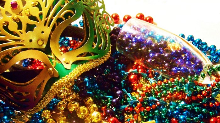 Mardi Gras Mask and Beads