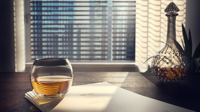 Mad Men script with whiskey