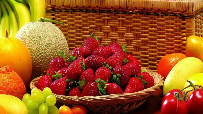 Assortment of Fresh Fruits in a Basket