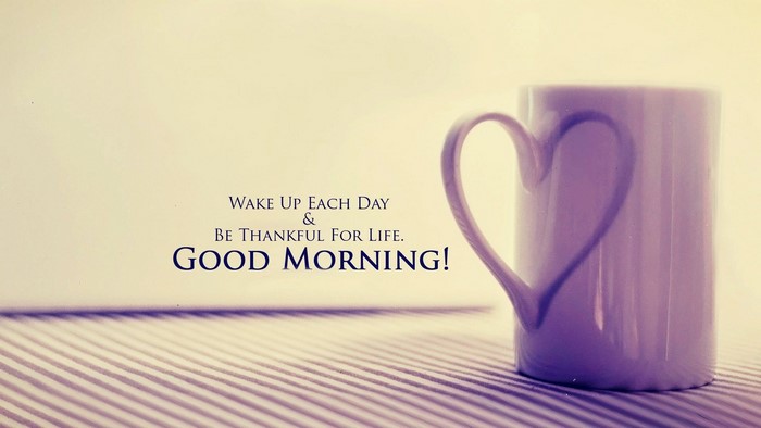 Good Morning Quote with Coffee Mug