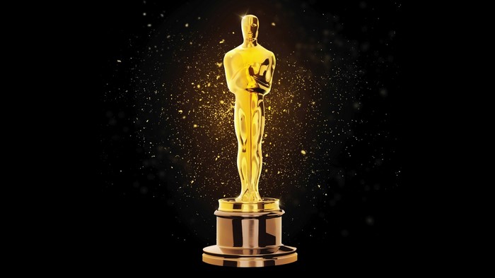 The Oscar Statuette with Golden Sparkles