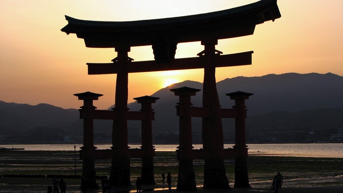 Itsukushima Jinja Torii at sunset