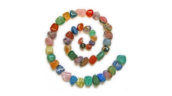 Polished stones arranged in a spiral