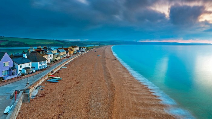 Torcross Beach with Houses and Ocean