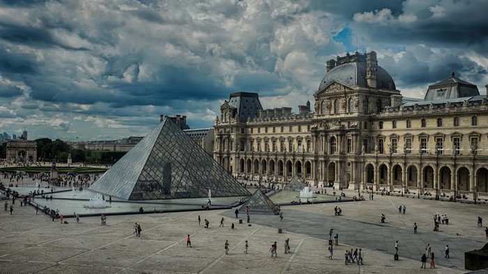 The Louvre Museum with Glass Pyramid