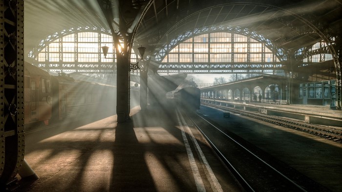 St. Petersburg Train Station with Sunbeams