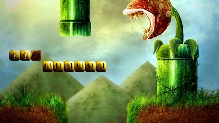 4K Super Mario Fan Art with Piranha Plant