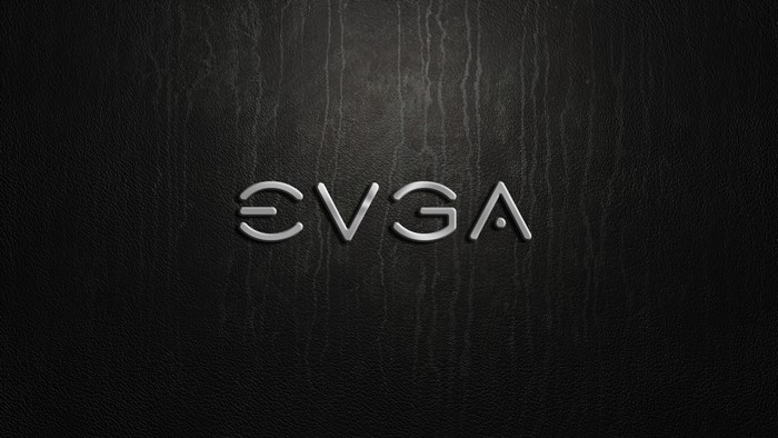 EVGA logo on black textured background