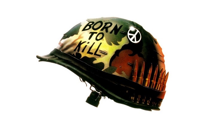 Full Metal Jacket helmet with "Born to Kill" text