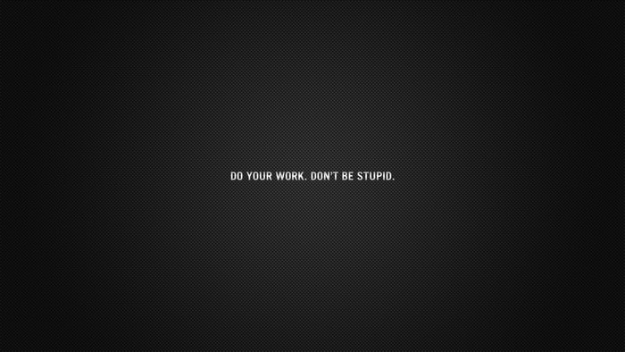 Do Your Work. Don't Be Stupid. Text