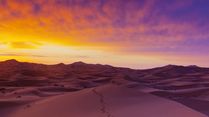 Sahara Desert sand dunes at sunset