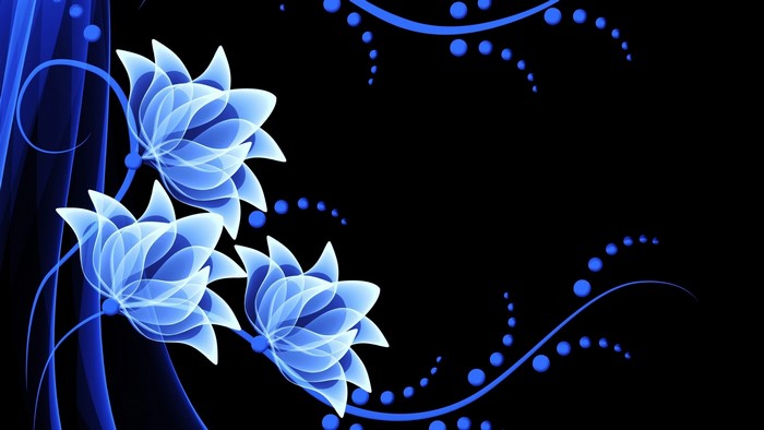 Blue Floral Pattern with Bubbles