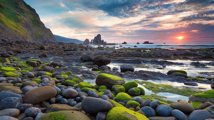 Rocky Seashore at Sunset