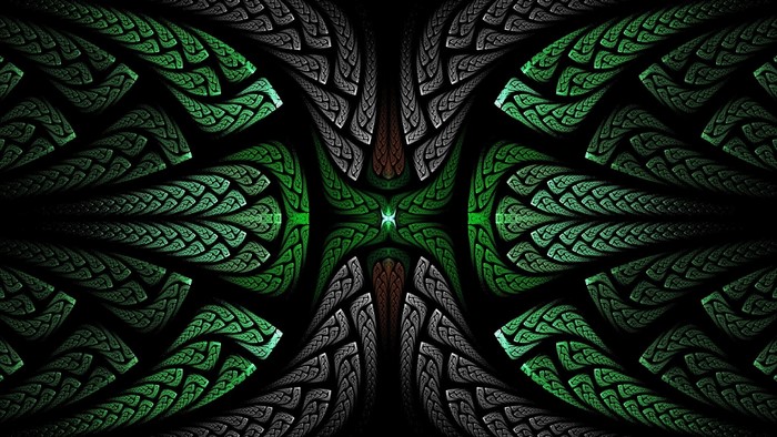 Fractal Design with Green and Gray Patterns
