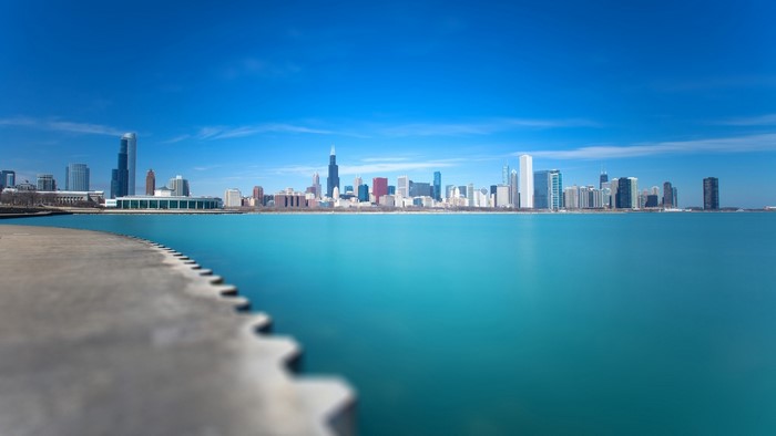 Chicago Skyline over Lake Michigan