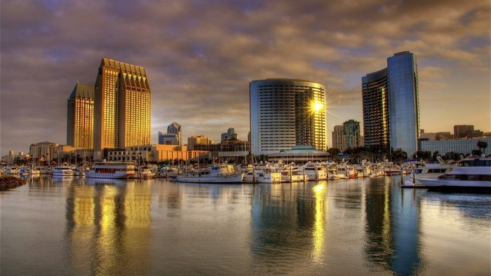 San Diego Skyline with Harbor and Boats