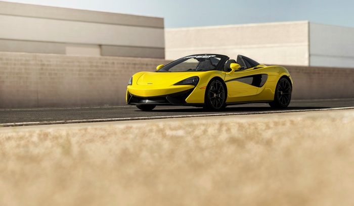 Yellow 2018 McLaren 570S Spider convertible