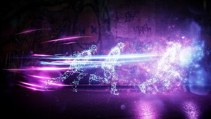 Delsin Rowe from Infamous Second Son running with neon powers