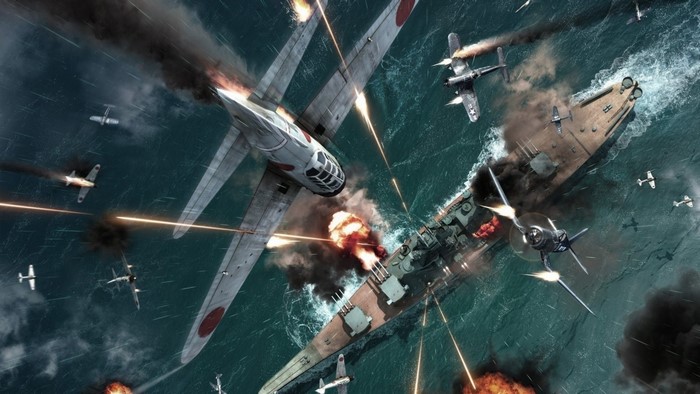 World War II Naval Battle with Airplanes