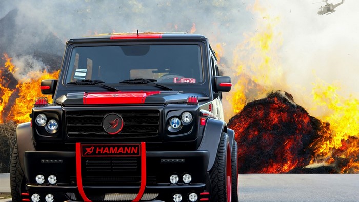 Hamann Mercedes-Benz G55 AMG in front of a fire
