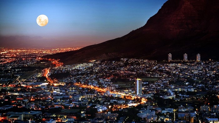 Moon over Cape Town, South Africa