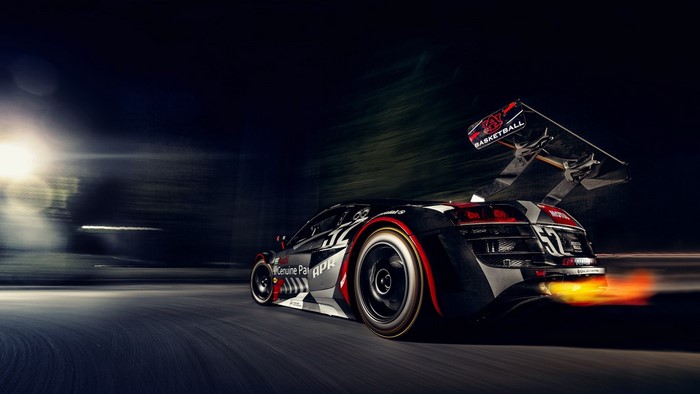 Audi R8 Race Car with Flames