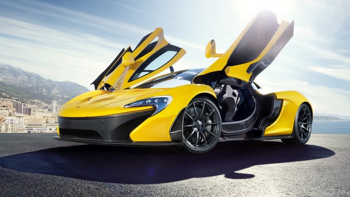 Yellow McLaren P1 with Doors Open