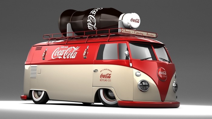 Coca-Cola Volkswagen Van with Giant Bottle