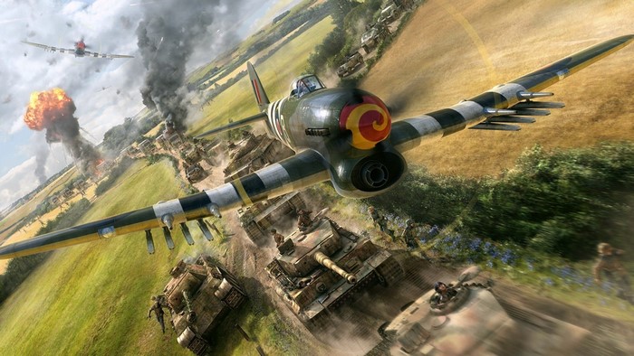 WWII Hawker Typhoon Airstrike Scene