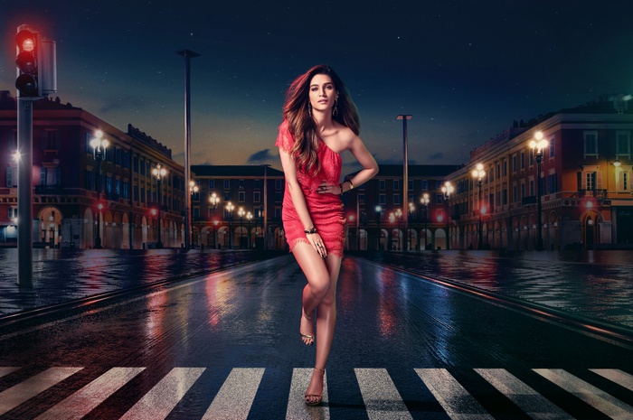 Kriti Sanon on a wet street at night