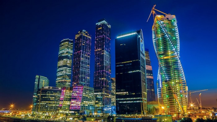 Moscow Skyscrapers at Night