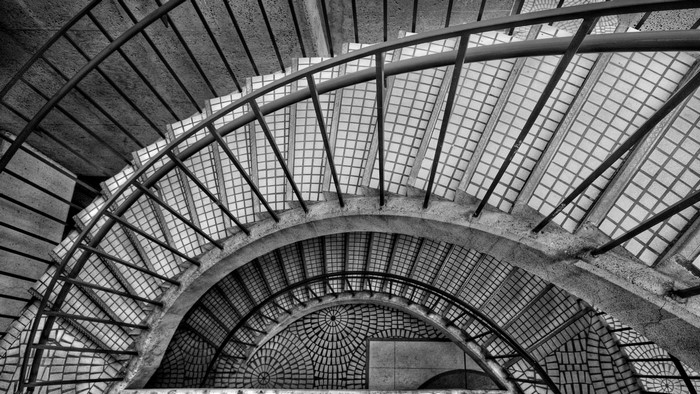 Monochrome Curved Staircase