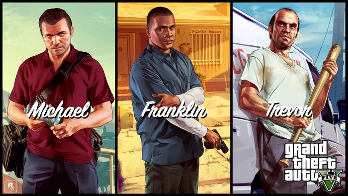 Michael, Franklin, and Trevor from Grand Theft Auto V