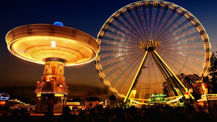 Jupiter Ferris Wheel and Carousel at Night