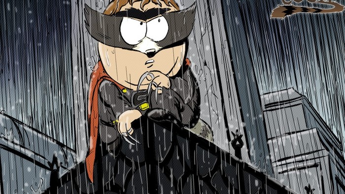 The Coon from South Park in the rain