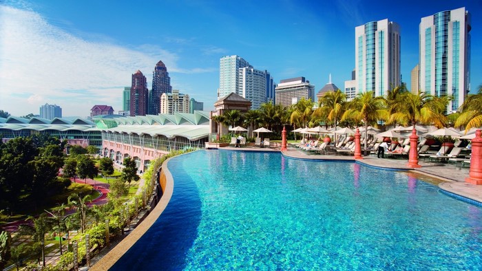 Infinity pool overlooking Kuala Lumpur skyline