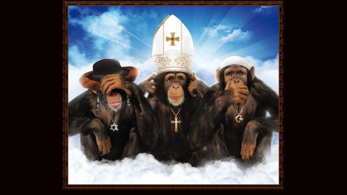 Three Wise Monkeys in Religious Attire